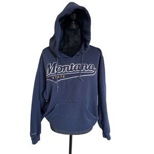 Montana State Embroidered Logo Pullover Blue Jansport Hoodie Unisex SZ MED
